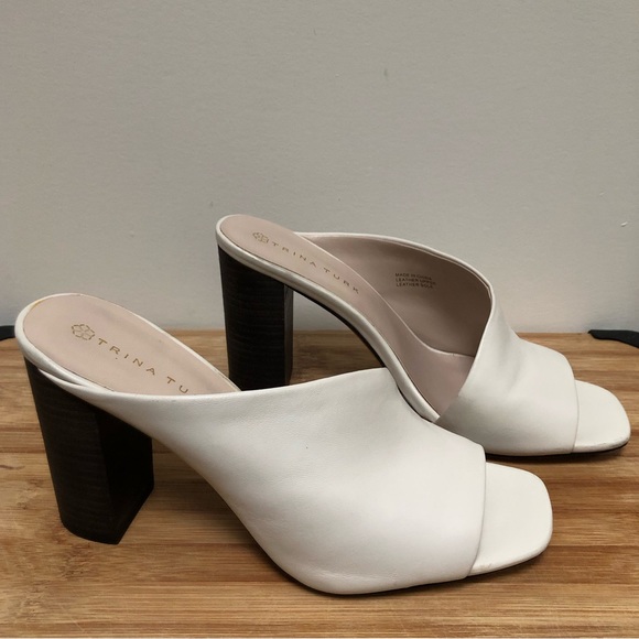 Trina Turk Open Toe Leather Asymmetrical Heeled Mule - Picture 7 of 11